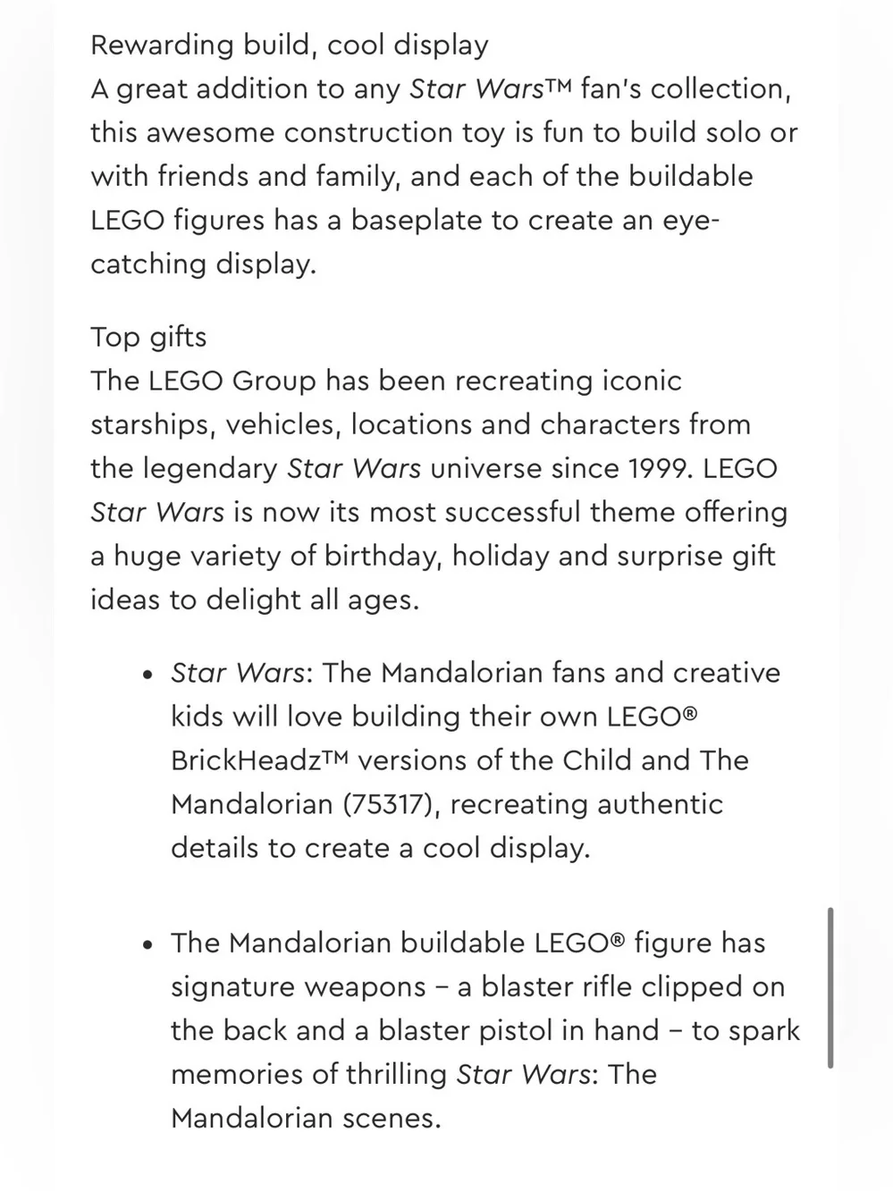 LEGO Mandalorian and The Child Brick Headz Figures